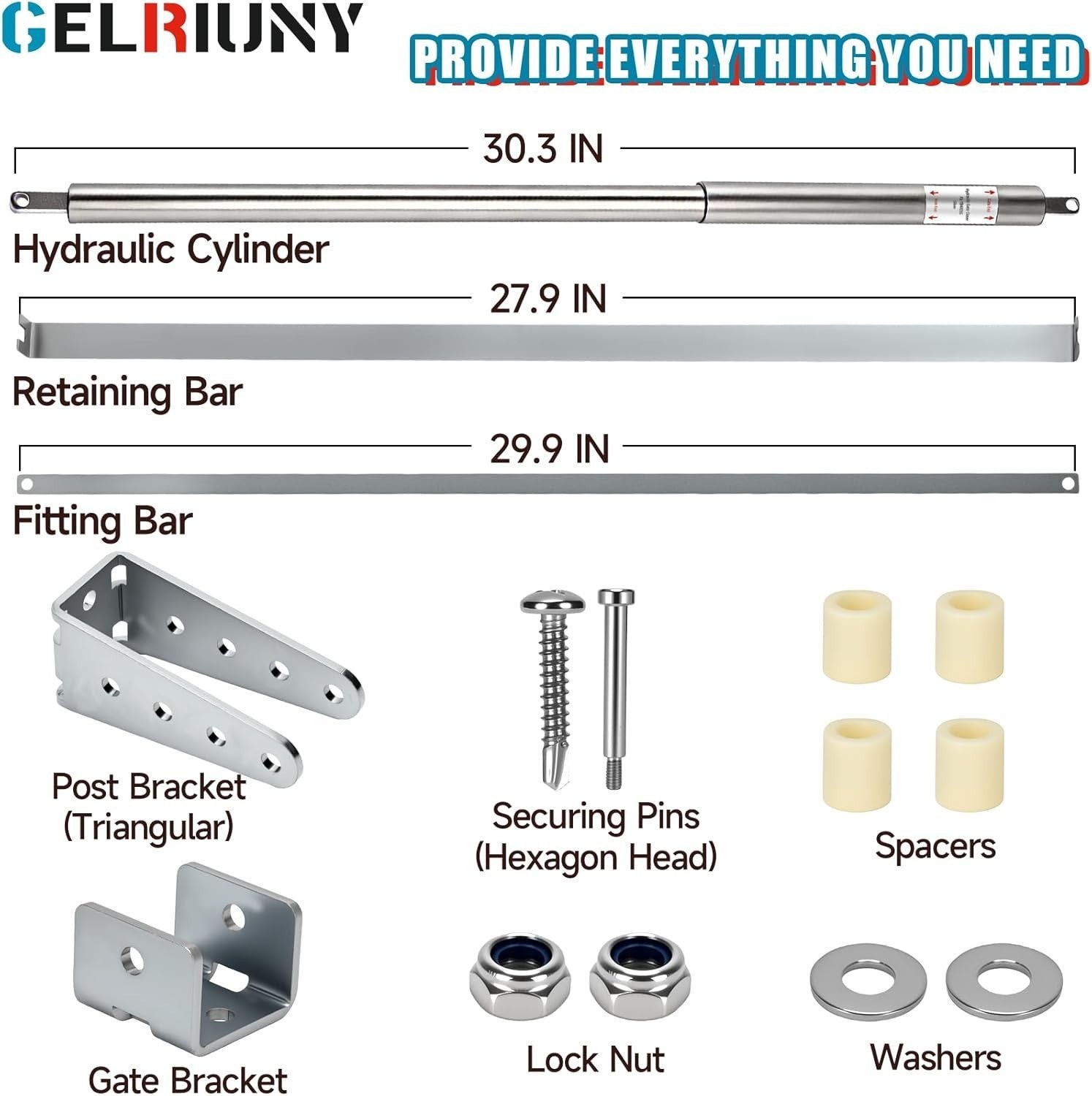 Gelriuny TB400SS Hydraulic Outdoor Gate Closer for 75 to 175 lbs Stainless Steel