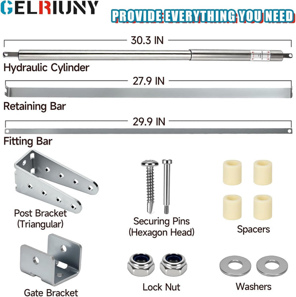 Gelriuny TB400SS Hydraulic Outdoor Gate Closer for 75 to 175 lbs Stainless Steel