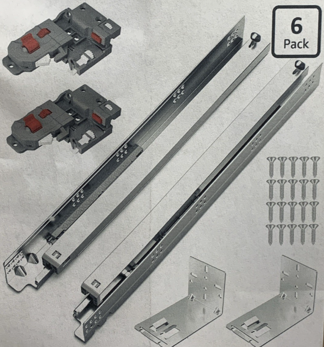 Chibery 18” Undermount Soft Close Drawer Slides Full Extension 100LB - 6 Pairs