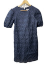 London Times Summer Puff Sleeve Mini Short Cotton Eyelet Women Dress Sz 6 T7424M