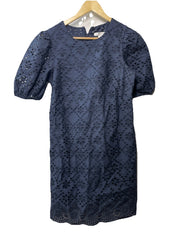 London Times Summer Puff Sleeve Mini Short Cotton Eyelet Women Dress Sz 6 T7424M