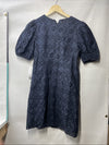 London Times Summer Puff Sleeve Mini Short Cotton Eyelet Women Dress Sz 6 T7424M