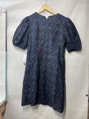 London Times Summer Puff Sleeve Mini Short Cotton Eyelet Women Dress Sz 6 T7424M