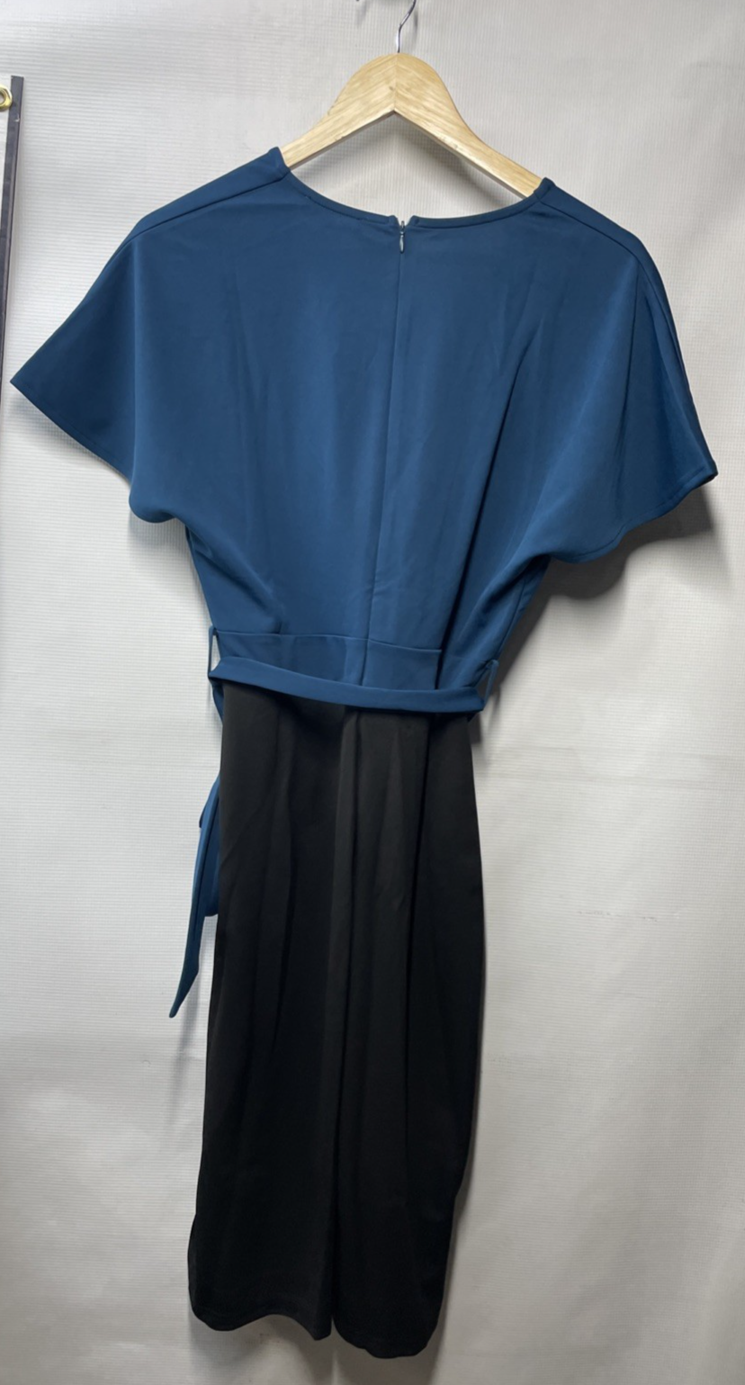 GRACE KARIN Women's Business Office Work Pencil Dress L Blue/Black Short Sleeve