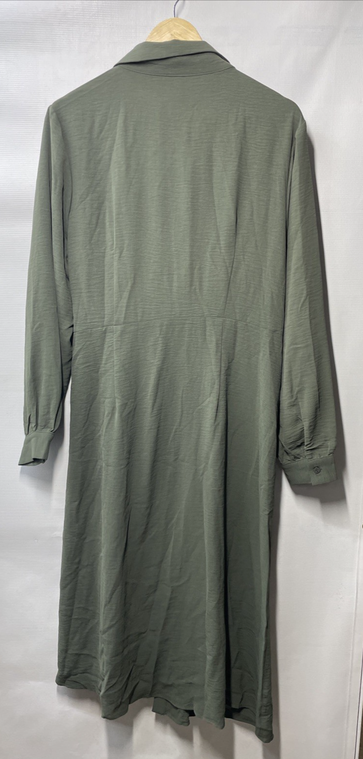 Hanna Nikole Women Plus Size Fall Dresses 2024 Casual Long Sleeve Size W16 Green