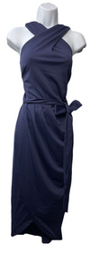 Hanna Nikole Women Wrap Front Party Dress Halterneck Ruched Bodycon Dress 16W