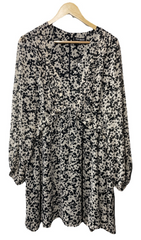 Steve Madden Apparel Women's Rami Dress Size L Long Sleeve V-neck Black/Ivory