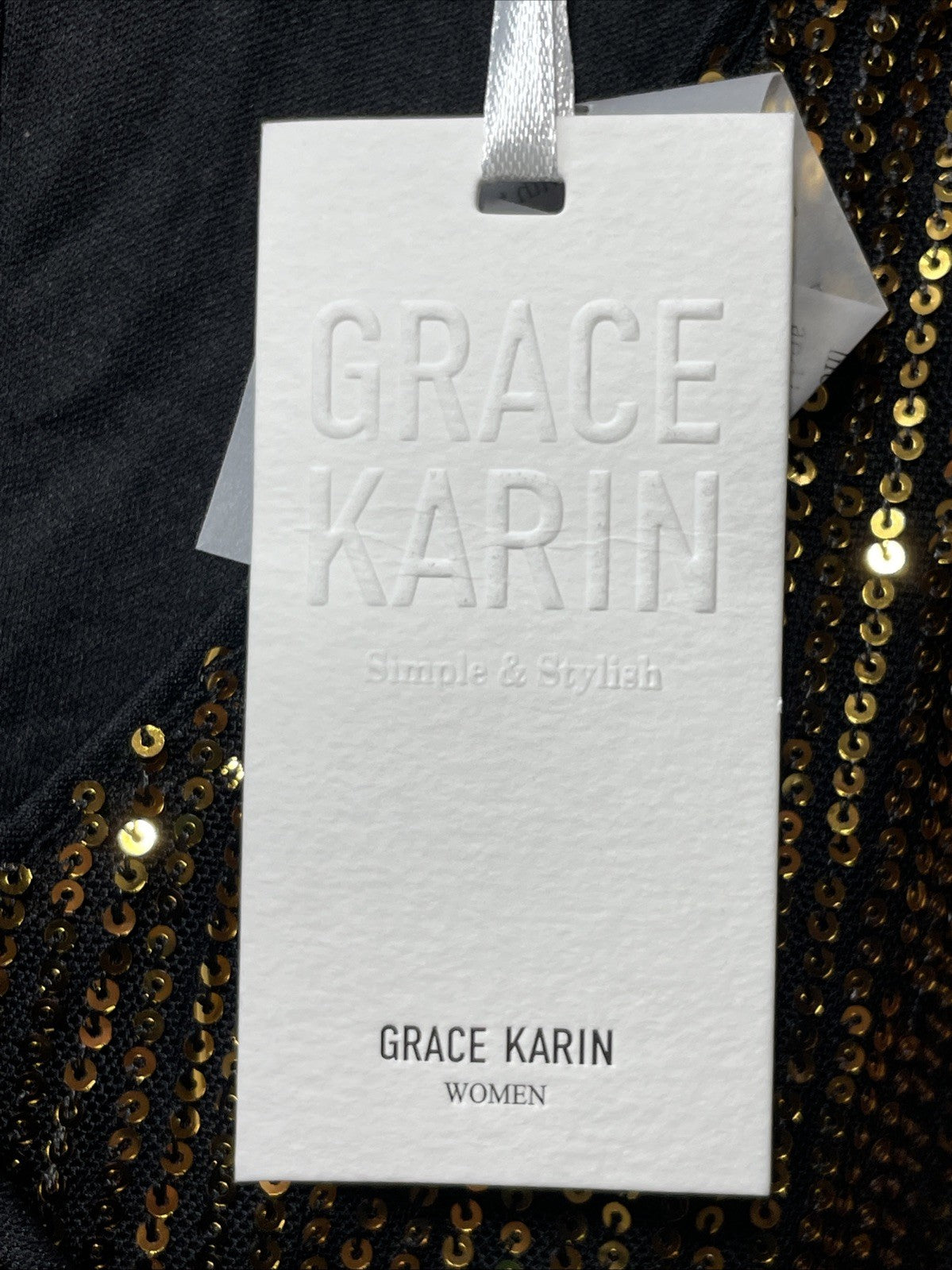 GRACE KARIN Sparkly Sequin Party Night Cocktail Dress for Women Size XL Gold