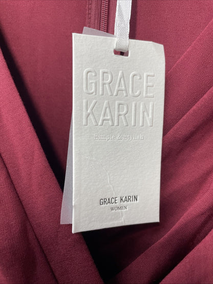 GRACE KARIN Women's Pencil Work Dresses Long Sleeve Wrap Size 3XL Red V-neck