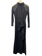 Betsy & Adam Women's Long Sheer Sleeve Mock Neck Stretch Size 6 Black A24881