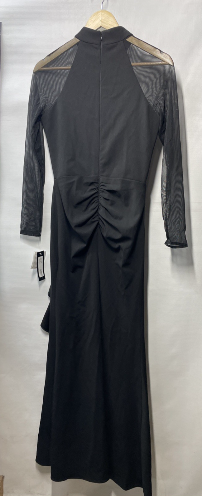 Betsy & Adam Women's Long Sheer Sleeve Mock Neck Stretch Size 6 Black A24881