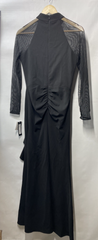 Betsy & Adam Women's Long Sheer Sleeve Mock Neck Stretch Size 6 Black A24881