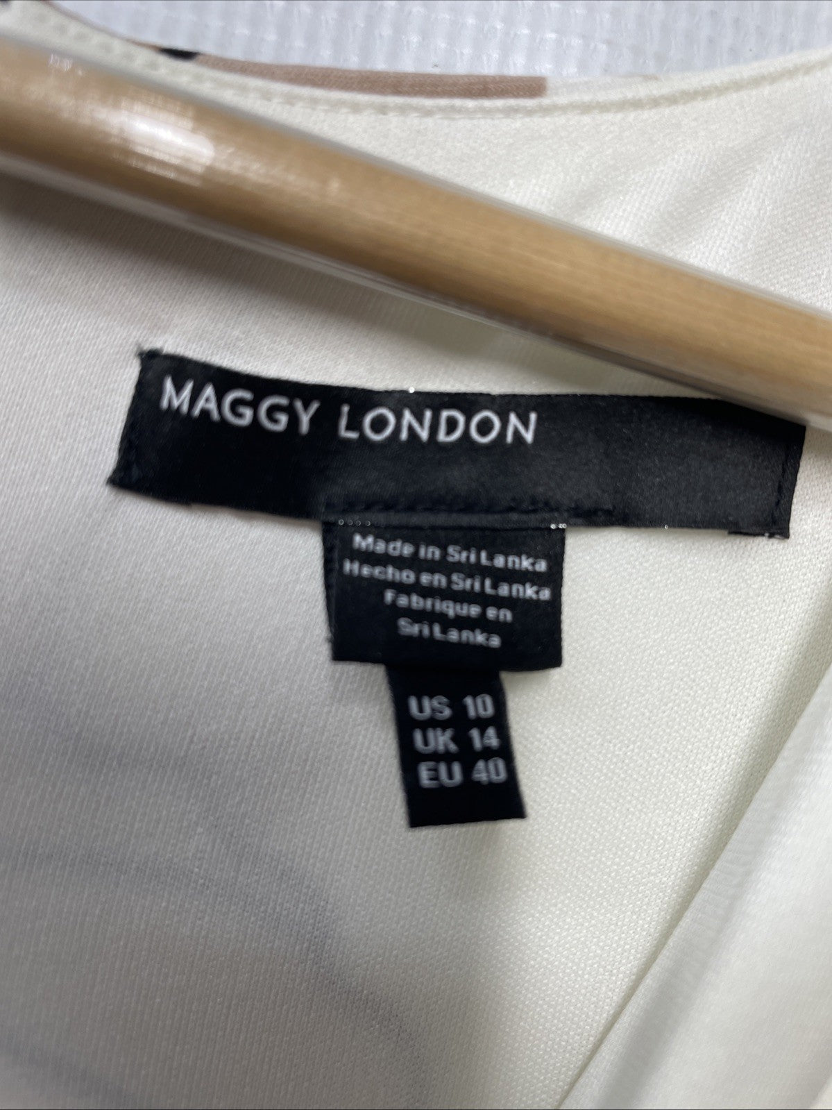 Maggy London Cap-Sleeve Sheath Floral Print Summer Dress Size 10 Cream/Black