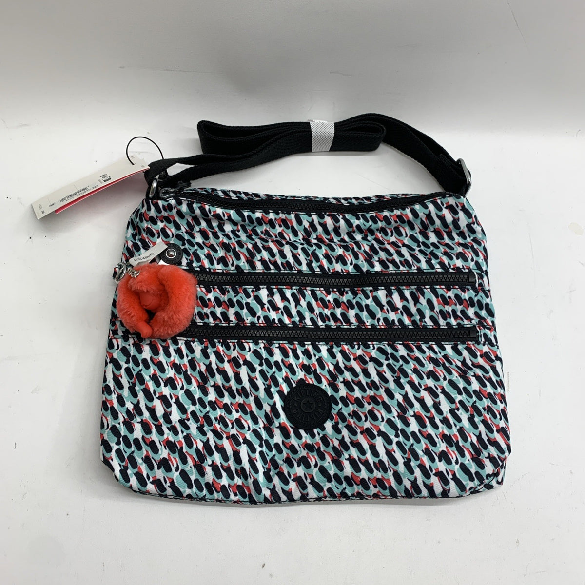Kipling Alvar HB6141 Abstract Print Crossbody Shoulder Bag Monkey & Zippers