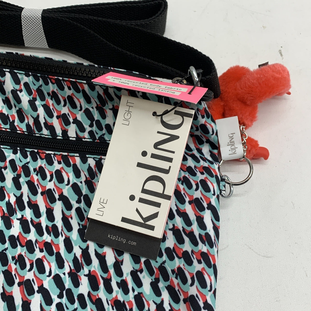 Kipling Alvar HB6141 Abstract Print Crossbody Shoulder Bag Monkey & Zippers