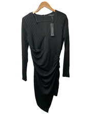 BCBGMAXAZRIA Women's Mini Dress Cocktail Asymmetrical Long Sleeve Black Size S