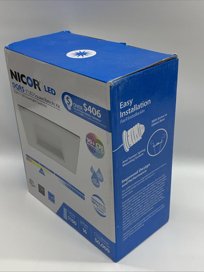 Nicor DQR5 5" LED Square Retrofit Square Downlight Kit Low Profile Outdoor