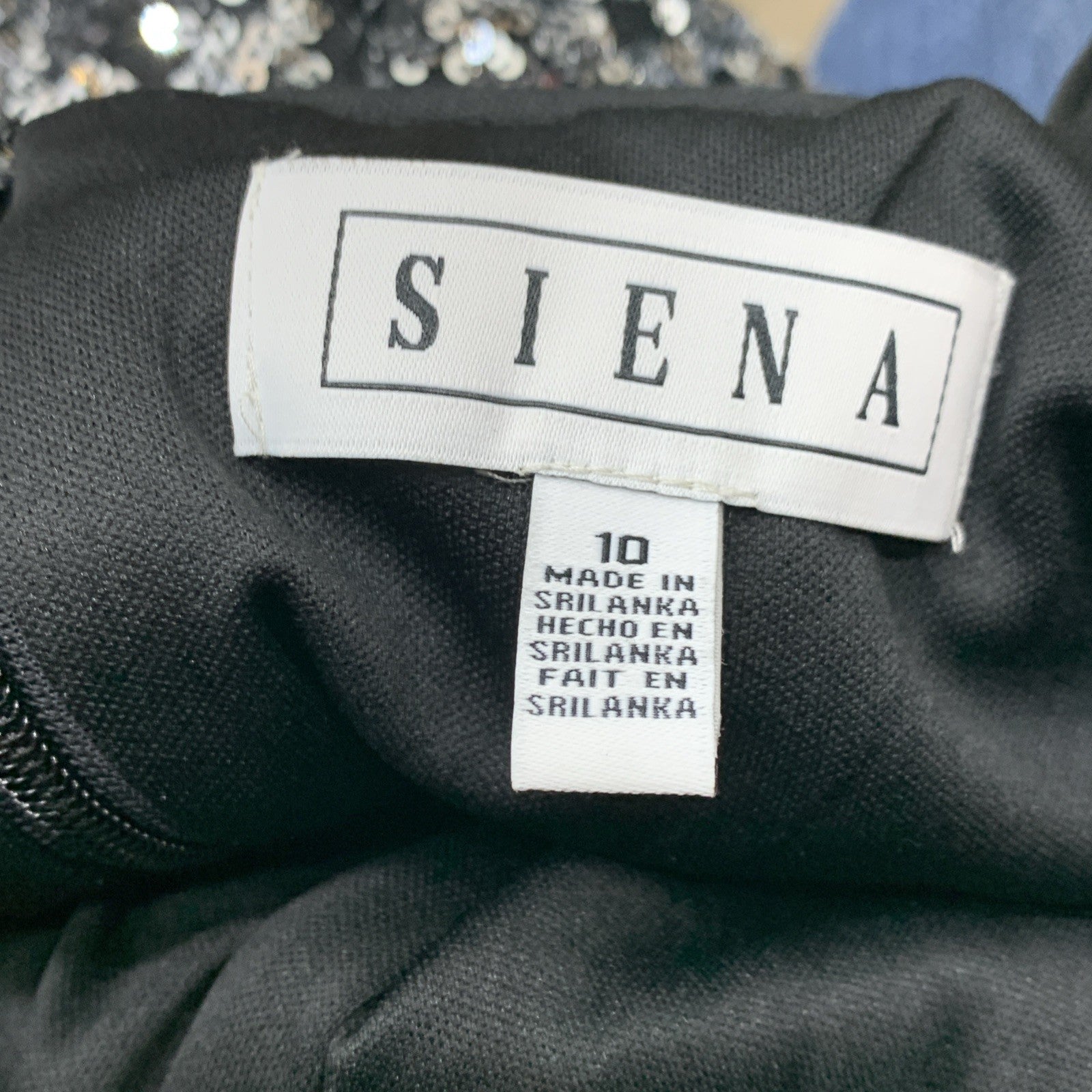 Siena Sleeveless Criss Cross Neckline Side Slit Sequin Mesh Cocktail Party SZ 10