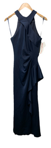 Xscape Women's Techno Scuba Criss Cross Halter Neck Ruffle Dress Sleeveless 6P
