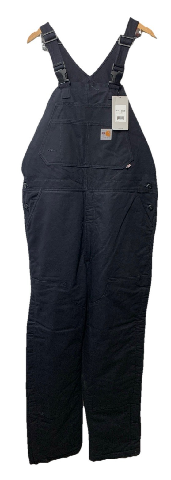 Carhartt Men FR Duck Insulated Bib Overall Loose Fit Flame Resistant 38x34 Black