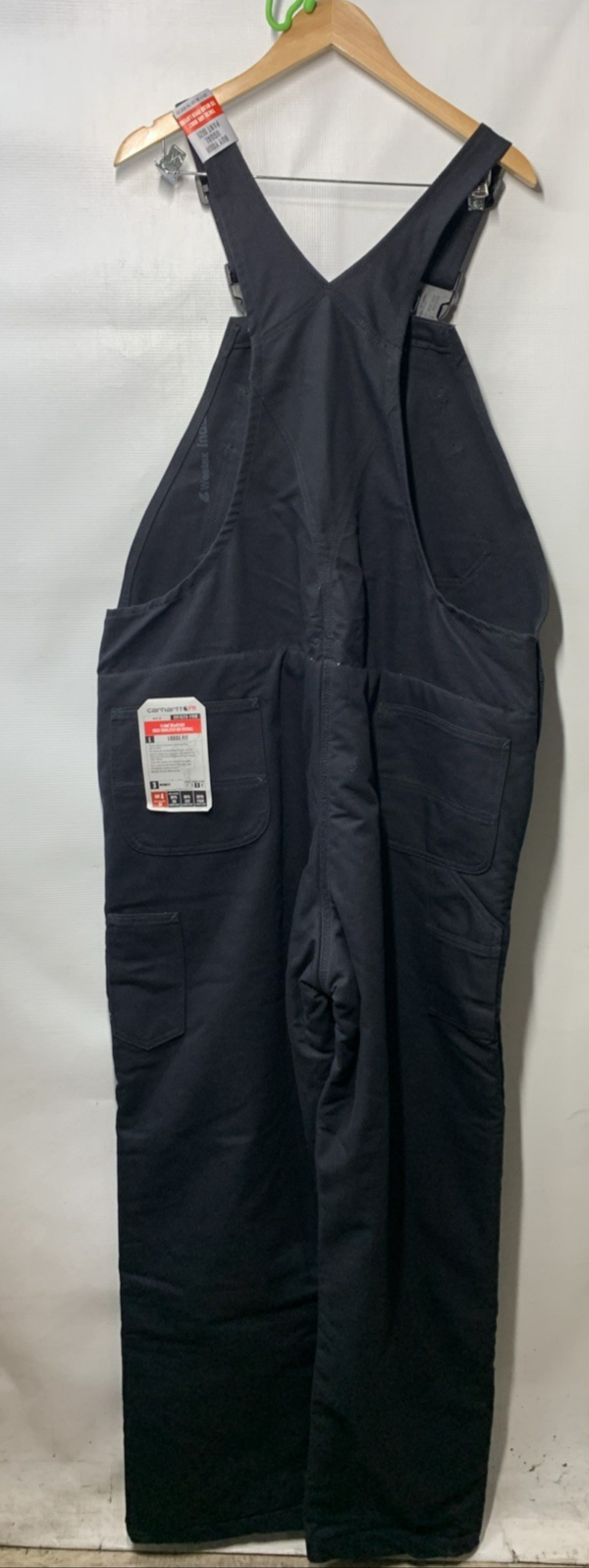 Carhartt Men FR Duck Insulated Bib Overall Loose Fit Flame Resistant 38x34 Black