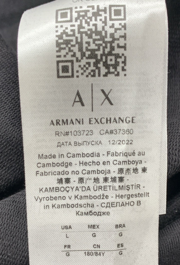 Armani Exchange Men's Drawstring Jogger Long Pants with Pocket, Black Size Large