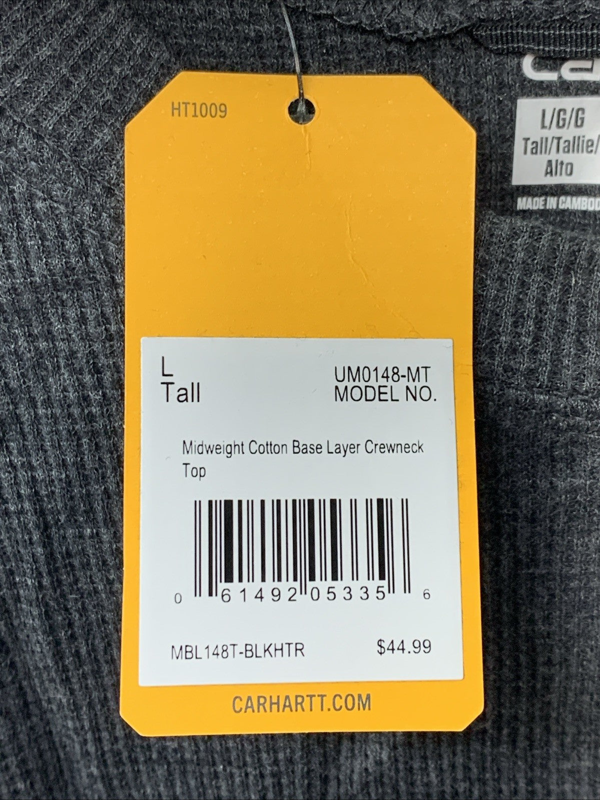 Carhartt Men's Force Midweight Wool Blend Base Layer Crewneck Top Size Large