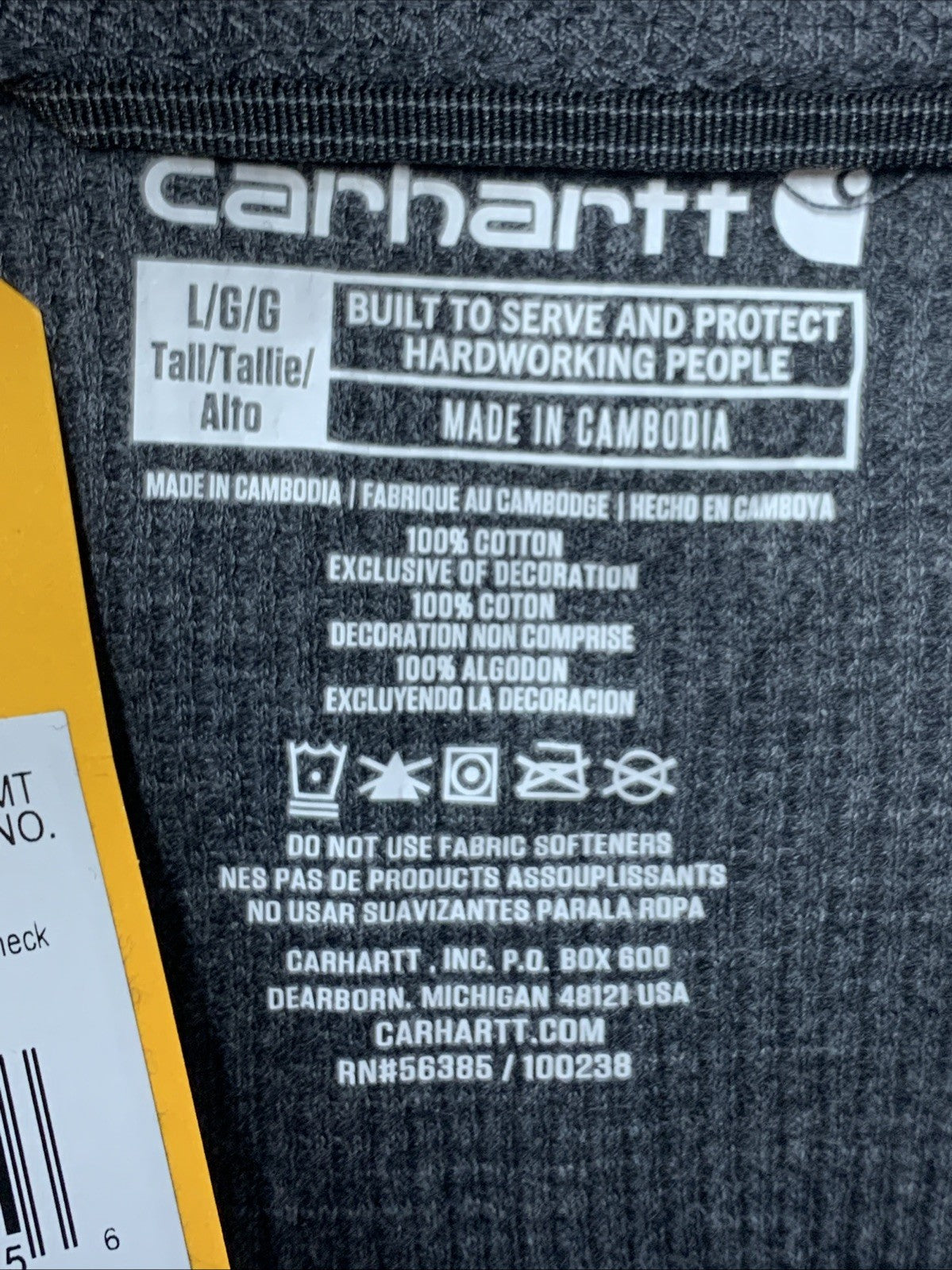 Carhartt Men's Force Midweight Wool Blend Base Layer Crewneck Top Size Large
