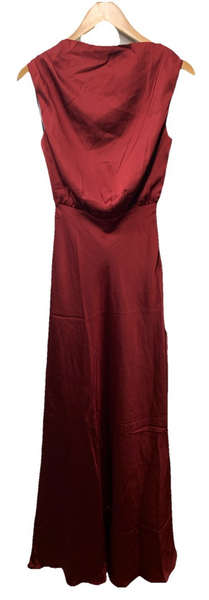 Lulus Womens Ada Satin Maxi Dress Formal High Neck Sleeveless Burgundy Size XS