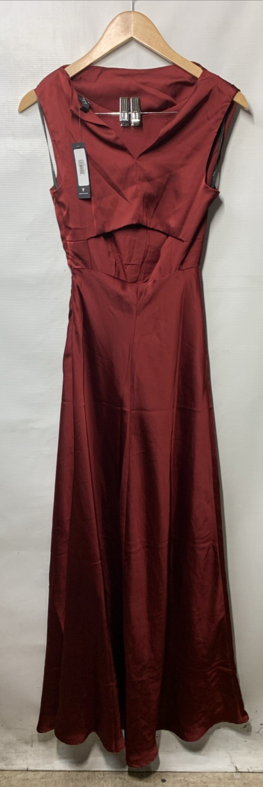 Lulus Womens Ada Satin Maxi Dress Formal High Neck Sleeveless Burgundy Size XS