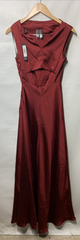 Lulus Womens Ada Satin Maxi Dress Formal High Neck Sleeveless Burgundy Size XS