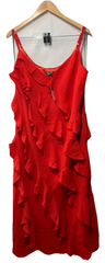 Chic City Waverly Spaghetti Strap Midi Bodycon Ruffle Dress Fiery Red Size XL