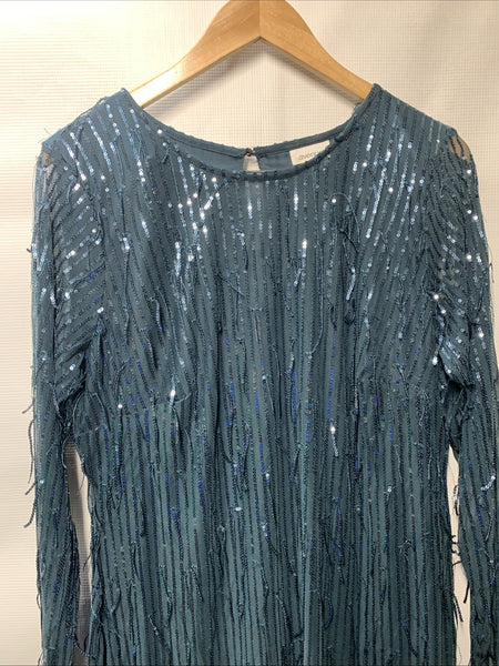 Avenue Women's Plus Size Nouveau Nights Cocktail Party Dress Long Sleeve Size 16