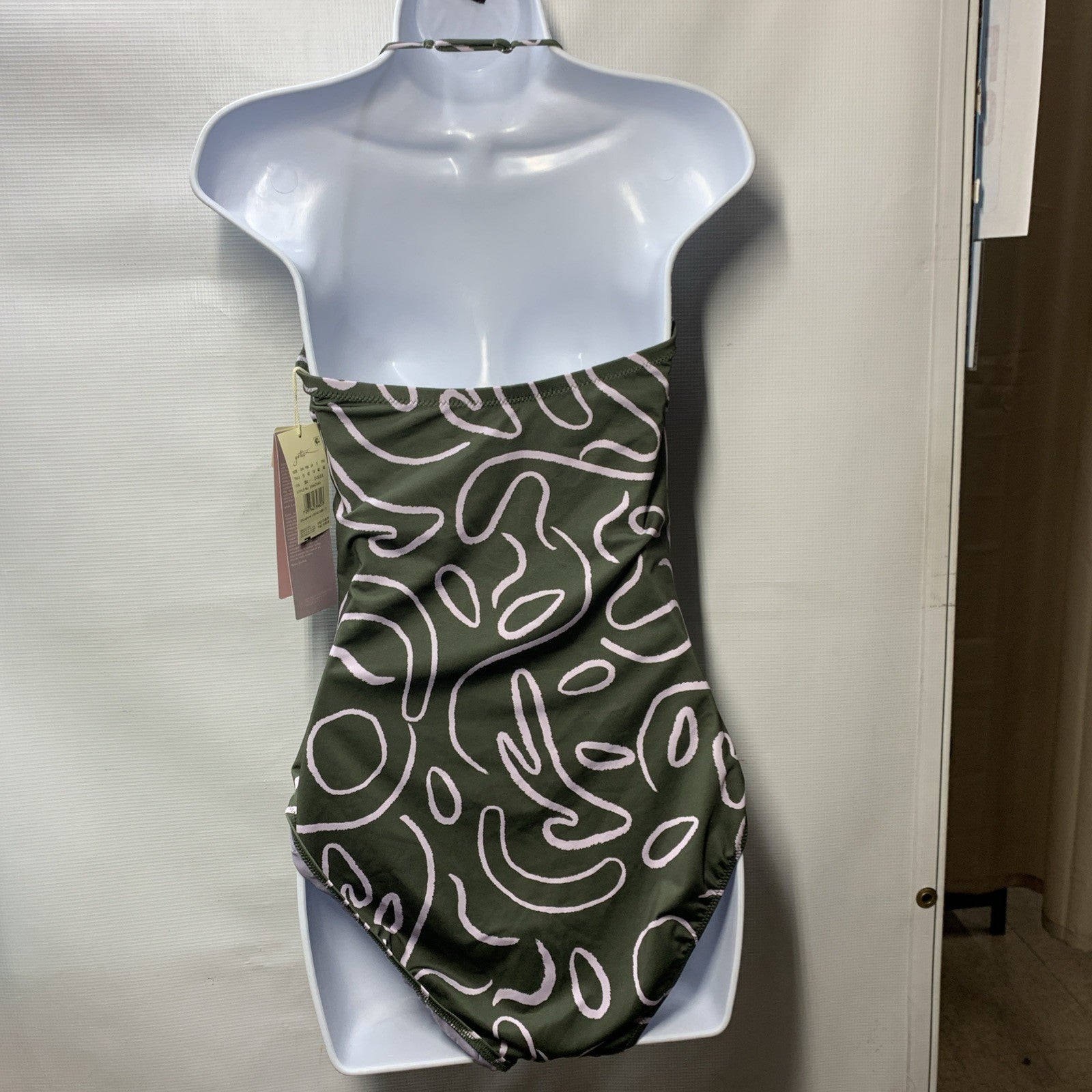 Gottex Luma Artsy Chic V Wire Insert Bandeau Women's One Piece Swimsuit Size 10