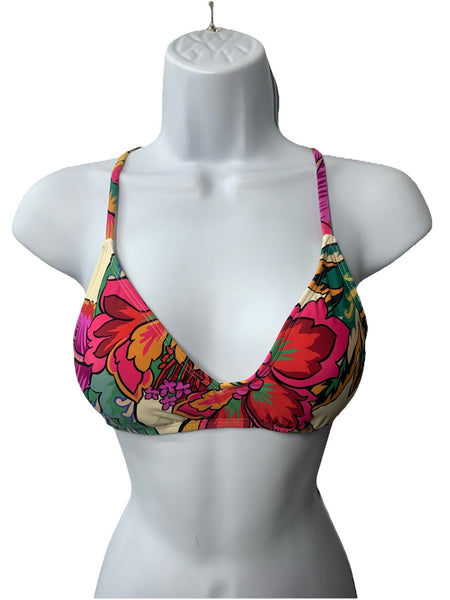 ROXY Swim Bikini Top Beach Classics Small Swimsuit Top Surf & Beachwear Blossom