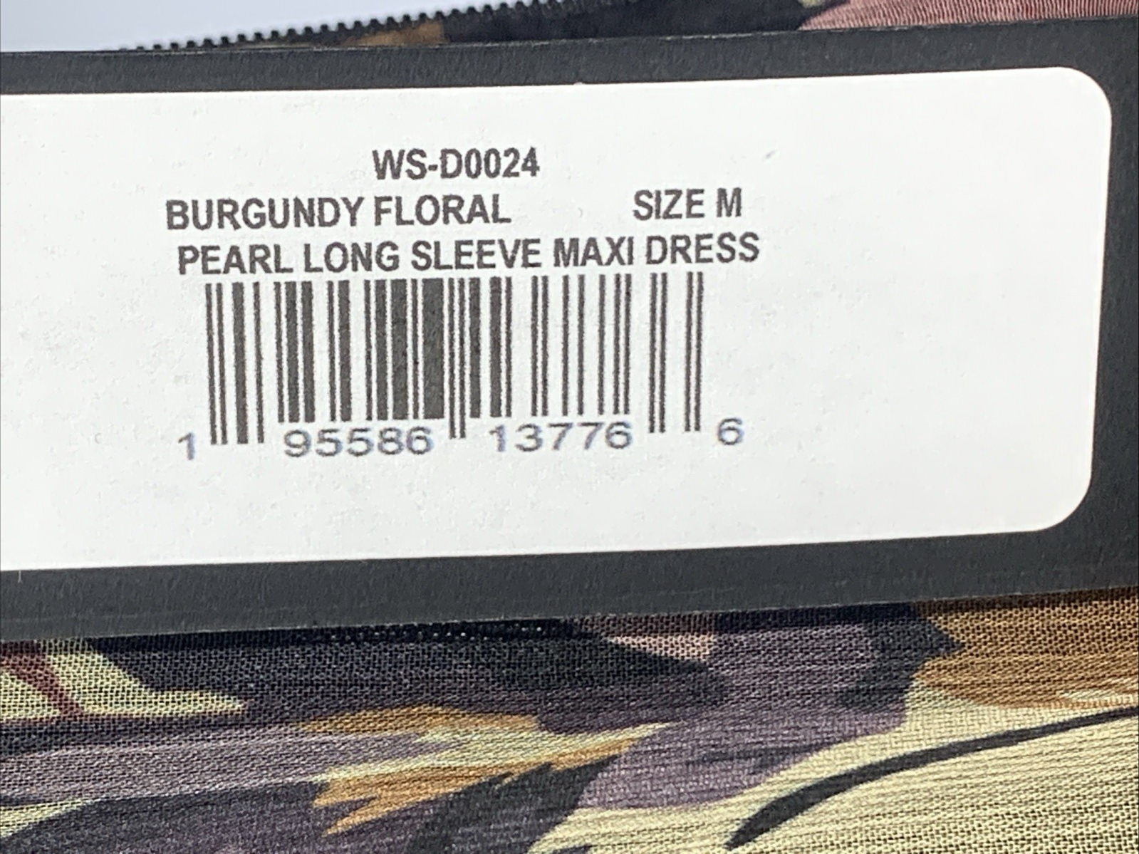 Lulus Pearl Women's Maxi Dress Long Sleeve Cocktail Dress Medium Burgundy Floral
