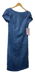 JS Collections Women's Melanie Short Cap Sleeve Midi Dress Size 2 Blue Casual
