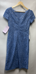 JS Collections Women's Melanie Short Cap Sleeve Midi Dress Size 2 Blue Casual