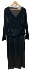 Hanna Nikole Women's Plus Size Velvet Side Slit Sequin Dress V Neck - Size 20W