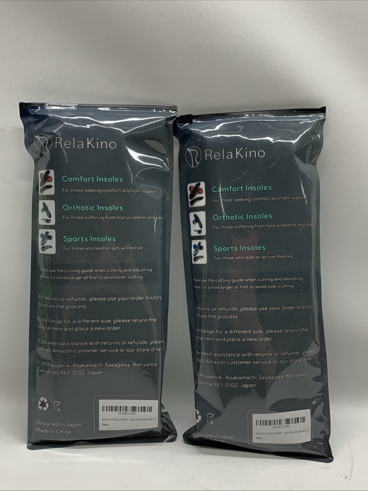 Rela Kino Shock Active Shoe Insoles Midfoot Support Size XL (28.5-30.5) - 2 Pack