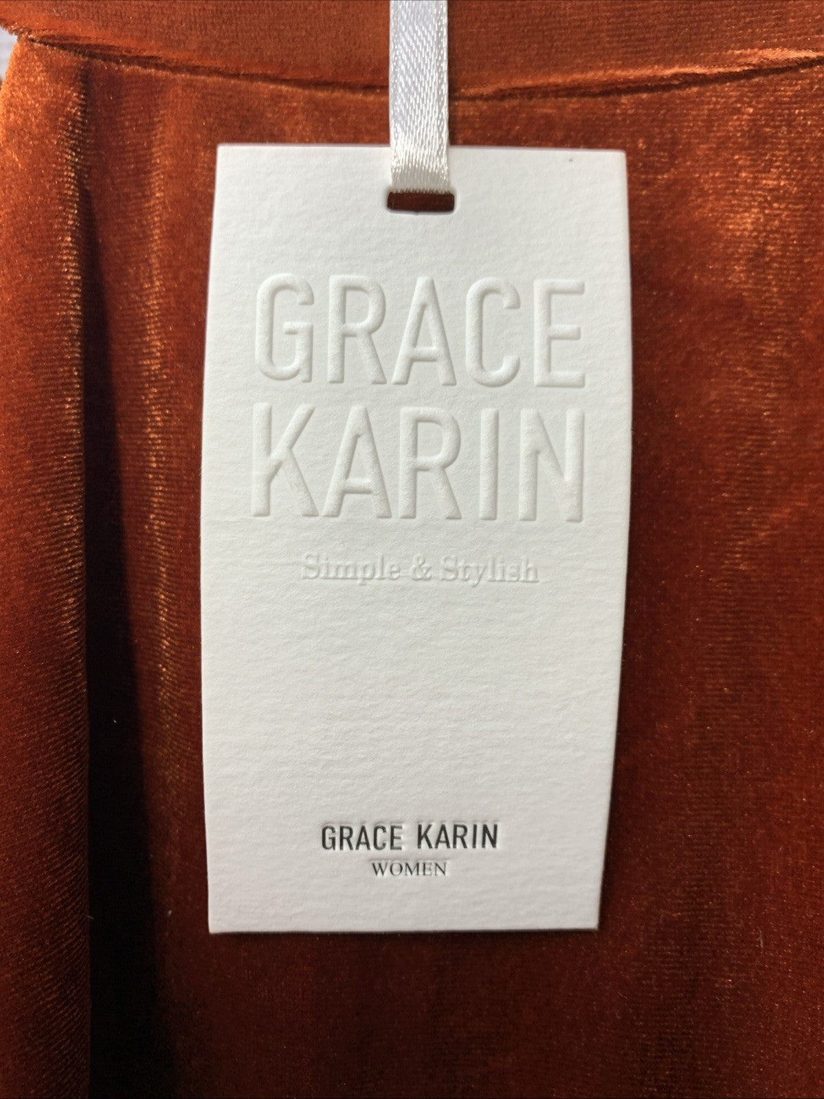 GRACE KARIN Women’s Velvet Halterneck Sleeveless Backless Dress Size Medium Rust