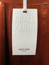 GRACE KARIN Women’s Velvet Halterneck Sleeveless Backless Dress Size Medium Rust