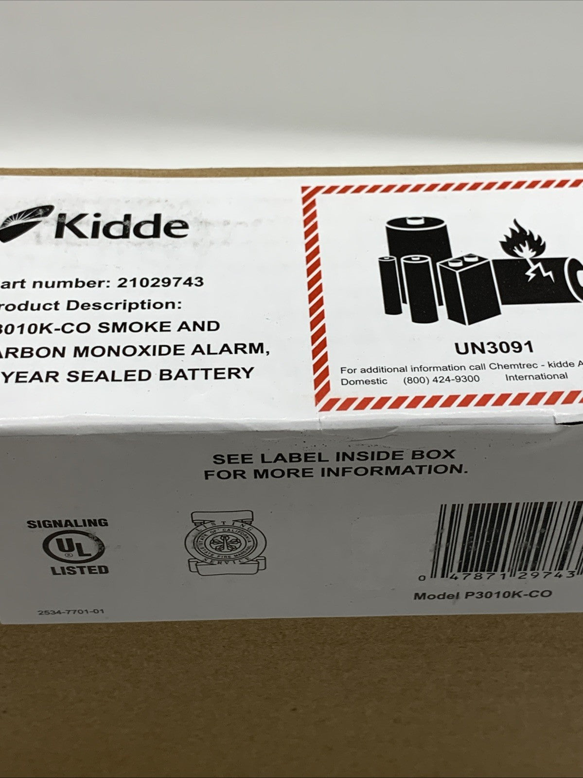 Kidde P3010K-CO Smoke Detector & Carbon Monoxide Detector Combo Battery Powered