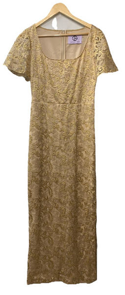 JS Collections Women's Brynlee Flutter Column Gown 8618642 Size 6 Flutter sleeve