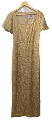 JS Collections Women's Brynlee Flutter Column Gown 8618642 Size 6 Flutter sleeve