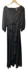 DKNY Women's Double Strap Cold Shoulder Gown Size 12 Black ED21A570 3/4 Sleeve