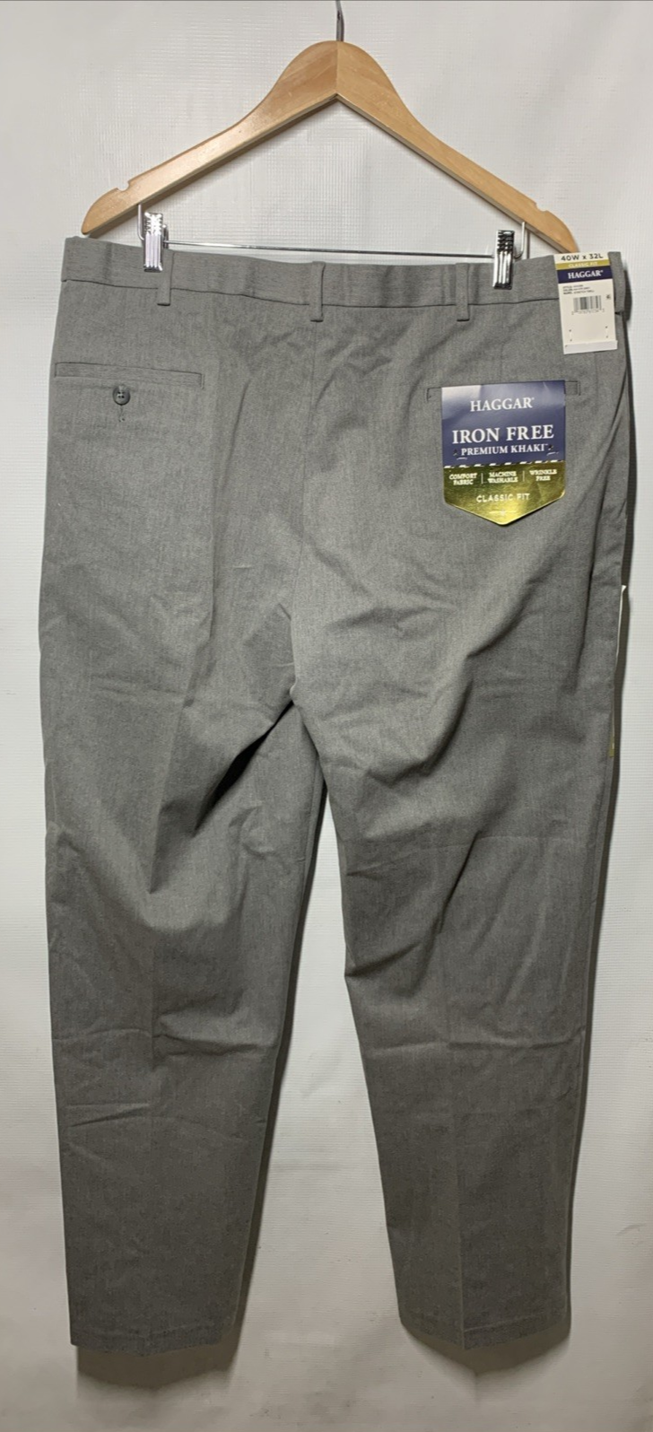 Haggar Men's Iron Free Premium Khaki Classic Fit Flat Front Pants Size 40Wx32L