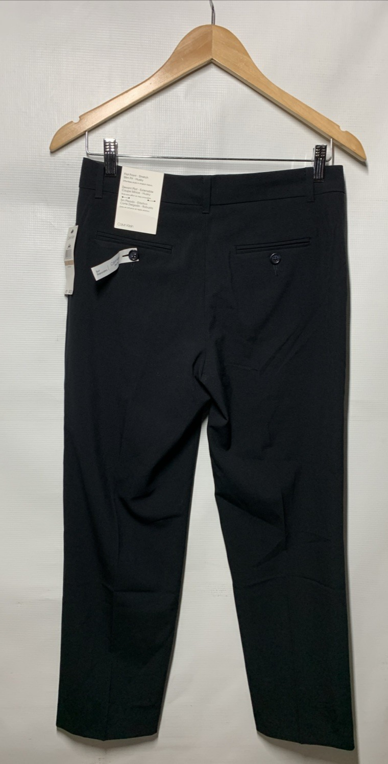 Calvin Klein Boys Flat-Front Bi-Stretch Long Dress Pant, Straight Leg Size 12
