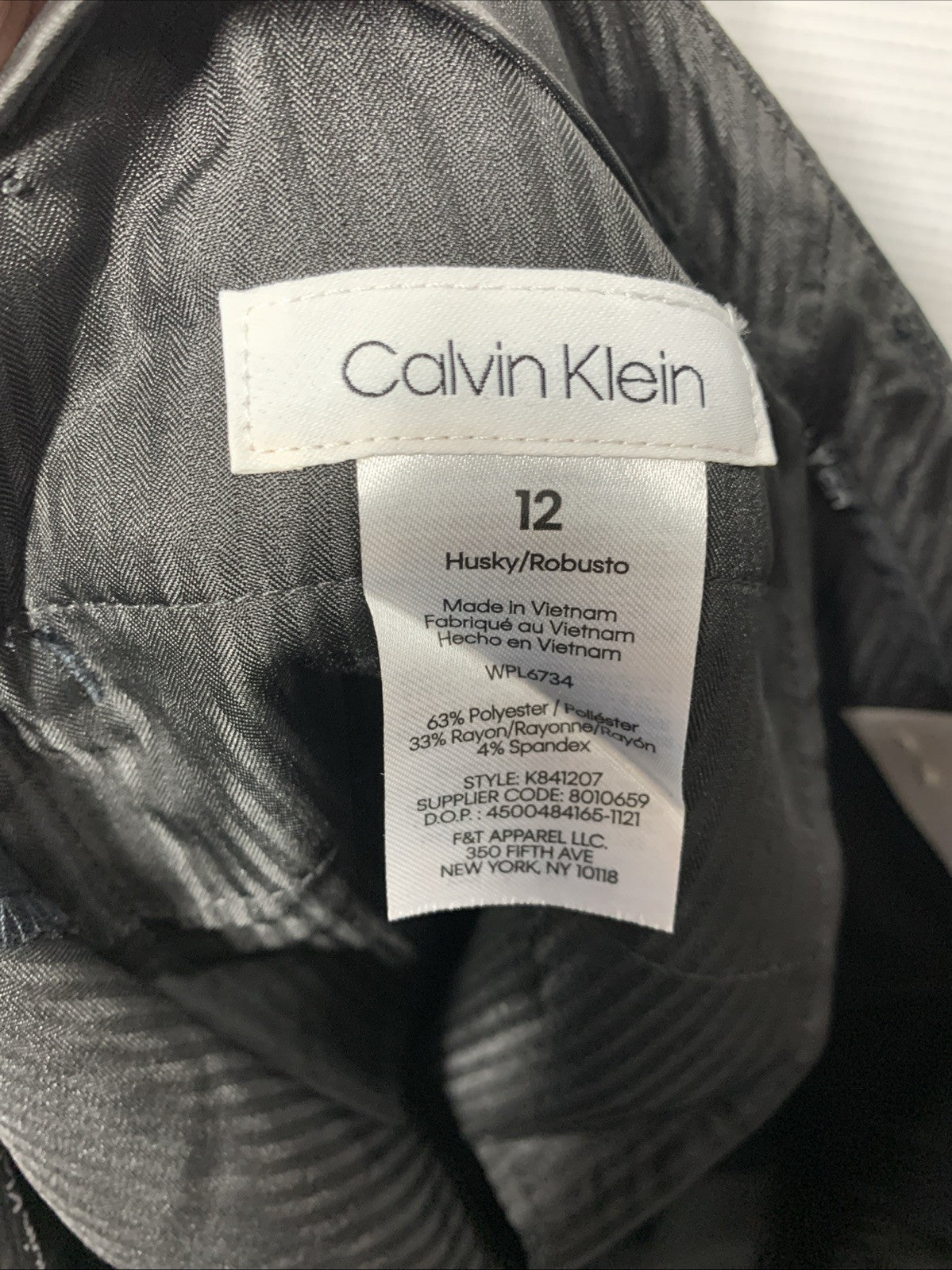 Calvin Klein Boys Flat-Front Bi-Stretch Long Dress Pant, Straight Leg Size 12