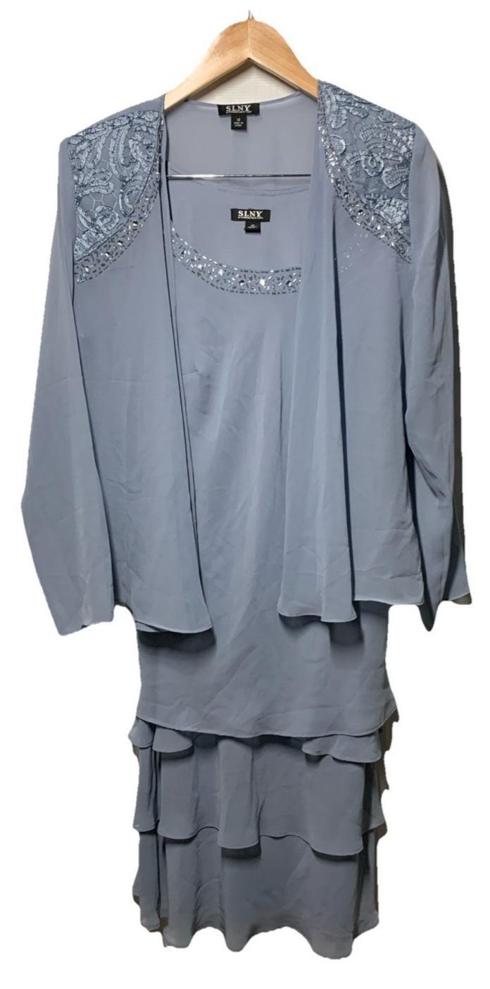 S.L. Fashions Petite Mother of Bride Jacket Dress Sequined Shoulder Size 12